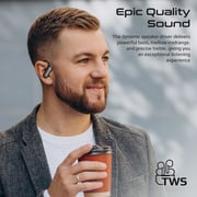 Promate True Wireless Earbuds, Sporty In-Ear Bluetooth v5.3 ENC Earphones with Noise Cancelling- Epic Black