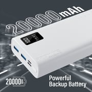 Promate Power Bank, Universal 20000mAh Ultra-Slim Portable Charger- Bolt-20Pro White