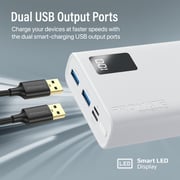 Promate Power Bank, Universal 20000mAh Ultra-Slim Portable Charger- Bolt-20Pro White