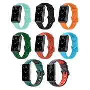 Moxedo Optimum Bundle Pack of 10, Multi-Color Silicone Sport Watch Band Replacement Strap with Screen Protector Compatible for Huawei Band 7 (C3)