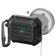 Spigen Tough Armor (Mag Fit) designed for Airpods Pro 2nd Generation case MagSafe compatible Airpods Pro 2 case cover with Keychain (Magnets Embedded) - Black