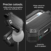 Spigen Tough Armor (Mag Fit) designed for Airpods Pro 2nd Generation case MagSafe compatible Airpods Pro 2 case cover with Keychain (Magnets Embedded) - Black
