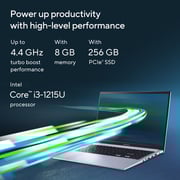 ASUS VivoBook 15 (2022) Laptop - 12th Gen / Intel Core i3-1215U / 15.6inch FHD / 8GB RAM / 256GB SSD / Shared Intel UHD Graphics / Windows 11 Home / English & Arabic Keyboard / Icelight Silver / Middle East Version - [X1502ZA-E8697W]