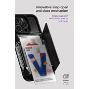 VRS Design Neo Flip designed for iPhone 14 PRO case cover wallet [Semi Automatic Snap door] Credit card holder Slot [2 cards] - Black