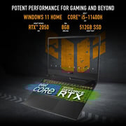 ASUS TUF F15 (2021) Gaming Laptop - 11th Gen / Intel Core i5-11400H / 15.6inch FHD / 8GB RAM / 512GB SSD / 4GB NVIDIA GeForce RTX 2050 Graphics / Windows 11 Home / English & Arabic Keyboard / Black / Middle East Version - [FX506HF-HN014W]
