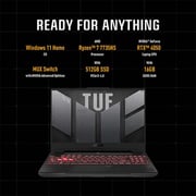 ASUS TUF A15 (2023) Gaming Laptop - AMD Ryzen 7-7735HS / 15.6inch FHD / 16GB RAM / 512GB SSD / 6GB NVIDIA GeForce RTX 4050 Graphics / Windows 11 Home / English & Arabic Keyboard / Grey / Middle East Version - [FA507NU-LP031W]