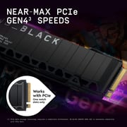 وسيط تخزين ذو حالة ثابتة داخلي SN850X سعة 1 تيرا 112L 3D TLC NAND ويدعم PCIe Gen 4 x4 وبروتوكول واجهة NVMe وعامل شكل M.2 وبمشتت حراري وبلون أسود من ويسترن ديجيتال