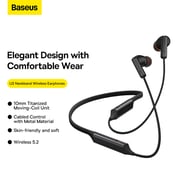 Baseus Bowie Series U2 Neckband Wireless Earphone Bluetooth 5.2 Magnetic Neck Hanging Sports Headset Waterproof Headphone - Black
