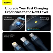 Baseus Flash Series II Two-for-three Charging Cable U+ C to M+L+C 100W 1.2m Blue