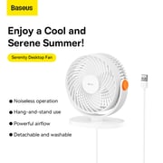 Baseus Serenity Series Desktop Fan Hangable 3 Gears Adjustable Cooling Gadget Summer Cooler White