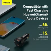 Baseus Superme Digital Display USB+Type C Dual Port 100W Car Charger PPS QC PD 3.0 Quick Charger