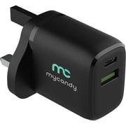 Mycandy Dual USB Travel Charger With USB-C Cable 1.5m Black