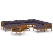 vidaXL 12 Piece Garden Lounge Set with Cushion Solid Acacia Wood