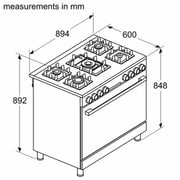Bosch Free Standing 5 Burner Gas Cooker With Grill HJY5G7V69S