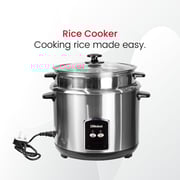 Nobel Rice Cooker Stainless Steel 2.8 Litres Tempered Glass Lid NRC280S