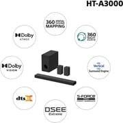 Sony 3.1 CH Soundbar HTA3000 + Wireless Subwoofer SASW3 + Wireless Rear Speaker ARS3S
