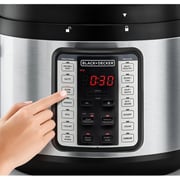 حلة بخار سمارت من بلاك اند ديكر 1350 واط، 9*1 10 لتر مع حلة ضغط أسود/فضي - PCP1010-B5