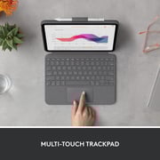 Logitech Combo Touch Detachable Keyboard Case for iPad (10th Gen) with Large Precision Trackpad Oxford Grey English/Arabic- 920-011433