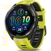 Garmin 010-02809-12 Forerunner 965 Smart Watch 47mm Carbon Grey DLC Titanium Bezel With Black Case and Yellow/Black Silicone Band