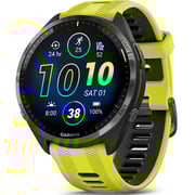 Garmin 010-02809-12 Forerunner 965 Smart Watch 47mm Carbon Grey DLC Titanium Bezel With Black Case and Yellow/Black Silicone Band