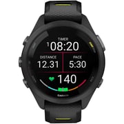 Garmin 010-02810-13 Forerunner 265S Smart Watch 42mm Black Bezel With Black Case and Black/Yellow Silicone Band
