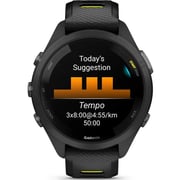 Garmin 010-02810-13 Forerunner 265S Smart Watch 42mm Black Bezel With Black Case and Black/Yellow Silicone Band
