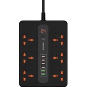 Porodo 6 Ac 2 USB-A & 4 C PD Multiport Super Hub 3m Black