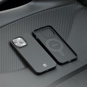 Levelo Magsafe Compatibility OX Genuine Carbon Fiber Bumper Protection/Classic iPhone 14 Pro Max Compatibility - Black