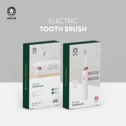 Green Electric Toothrush with 5 Modes & 4 Brush Heads - White