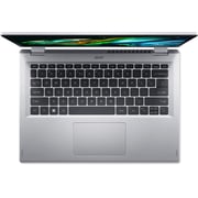 Acer Aspire 3 Spin 14 2-in-1 Convertible (2023) Laptop - Intel Core i3-N305 / 14inch WUXGA / 256GB SSD / 4GB RAM / Shared Intel UHD Graphics / Windows 11 Home / English & Arabic Keyboard / Silver / Middle East Version - [NX.KENEM.001]