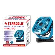 Stargold Portable Clip Fan AC /DC and Desk Fan Small Fan 360Degree Rotation for Best Wind 8 Inch Blue