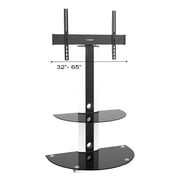 STARGOLD Glass TV Stand Floor Media Console TV Mount Bracket Screen Size 32-65inch Black