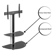 STARGOLD Glass TV Stand Floor Media Console TV Mount Bracket Screen Size 32-65inch Black