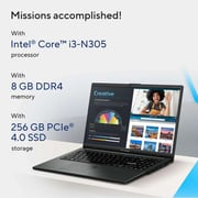 Asus Vivobook Go 15 (2023) Laptop - Intel Core i3-N305 / 15.6inch FHD / 256GB SSD / 8GB RAM / Shared Intel UHD Graphics / Windows 11 Home / English & Arabic Keyboard / Silver / Middle East Version - [E1504GA-NJ233W]