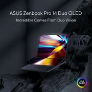 Asus Zenbook Pro 14 Duo OLED UX8402 (2023) Laptop - 13th Gen / Intel Core i9-13900H / 14.5inch 2.8K / 1TB SSD / 32GB RAM / 8GB NVIDIA GeForce RTX 4060 Graphics / Win 11 Home / English & Arabic Keyboard / Black / Middle East Version - [UX8402VV-OLEDI9TB]