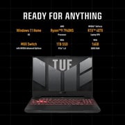 Asus TUF Gaming A15 Gaming (2023) Laptop - AMD Ryzen 9-7940HS / 15.6inch FHD / 1TB SSD / 16GB RAM / 8GB NVIDIA GeForce RTX 4070 Graphics / Windows 11 Home / English & Arabic Keyboard / Mecha Gray / Middle East Version - [FA507XI-LP018W]