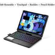 Glassology iPad 10.2/ Air 10.5 7th 8th 9th Gen 360 Rotate Keyboard with Screen Protector Black