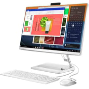 Lenovo IdeaCentre AIO 3 24ALC6 All-in-One (2023) Desktop - AMD Ryzen 7-7730U / 23.8inch FHD / 512GB SSD / 16GB RAM / Shared AMD Radeon Graphics / Windows 11 Home / English & Arabic Keyboard / White / Middle East Version - [F0G100TCAX]