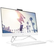HP All-in-One Desktop PC- 12th Gen / Core i7 / 27inch FHD / 1TB SSD / 16GB RAM / Intel Iris Xe Graphics / Win11 Home / English & Arabic Keyboard / White / Middle East Version- 27-CB1012NH
