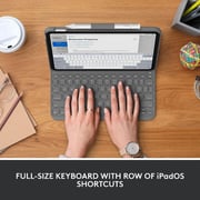 Logitech iPad (10th generation) Keyboard Case, Slim Folio with Integrated Wireless Keyboard English/Arabic Layout - Grey