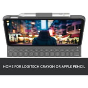 Logitech iPad (10th generation) Keyboard Case, Slim Folio with Integrated Wireless Keyboard English/Arabic Layout - Grey
