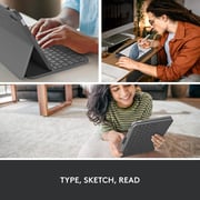 Logitech iPad (10th generation) Keyboard Case, Slim Folio with Integrated Wireless Keyboard English/Arabic Layout - Grey