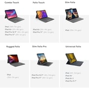 Logitech iPad (10th generation) Keyboard Case, Slim Folio with Integrated Wireless Keyboard English/Arabic Layout - Grey