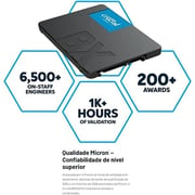 محرك أقراص SSD المحمول Crucial BX500 بواجهة SATA وسعة تخزين 500 جيجابايت، يتميز بتقنية الذاكرة ثلاثية الأبعاد 3D NAND ويأتي بحجم 2.5 بوصة، بلون رمادي موديل CT500BX500SSD1