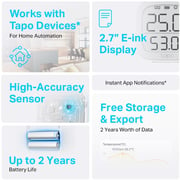 Tapo Smart Temperature&Humidity Monitor, Free Data Storage, LCD