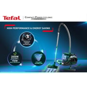 TEFAL Compact Power Vacuum Cleaner, Bagless, 750W=2000W, 1,5L Capacity, Black/Turquoise - TW3751EG