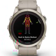Garmin Fenix 7S Pro Sapphire Solar Edition Soft Gold Stainless Steel with Limestone Leather band Smartwatch 42mm- (includes Tundra silicone watch band) 010-02776-30