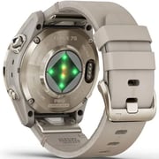 Garmin Fenix 7S Pro Sapphire Solar Edition Soft Gold Stainless Steel with Limestone Leather band Smartwatch 42mm- (includes Tundra silicone watch band) 010-02776-30