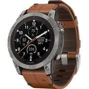 Garmin Fenix 7 Pro Sapphire Solar Edition Titanium with Chestnut Leather Band Smartwatch 47mm- (includes black silicone watch band) 010-02777-30