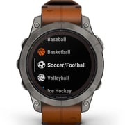 Garmin Watch Fenix 7 Sapphire Solar Titanium with Chestnut Leather Band